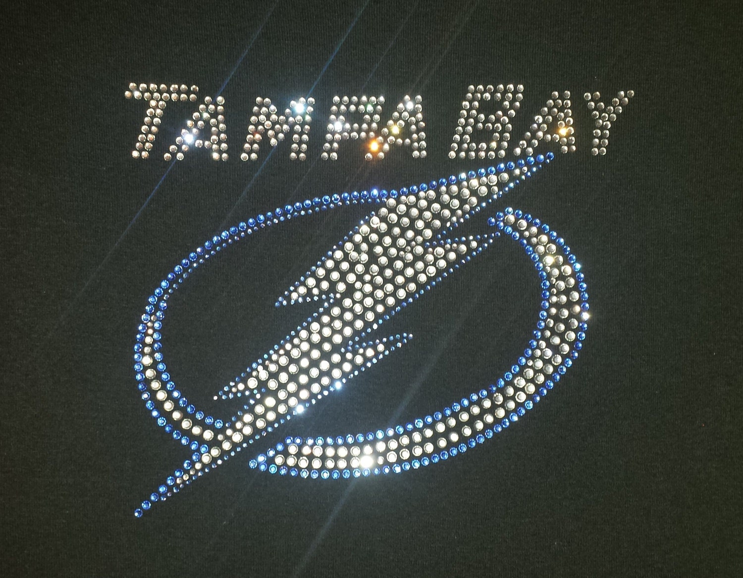 Women's Tampa Bay Lightning t shirt rhinestone ladies v neck T shirt bling