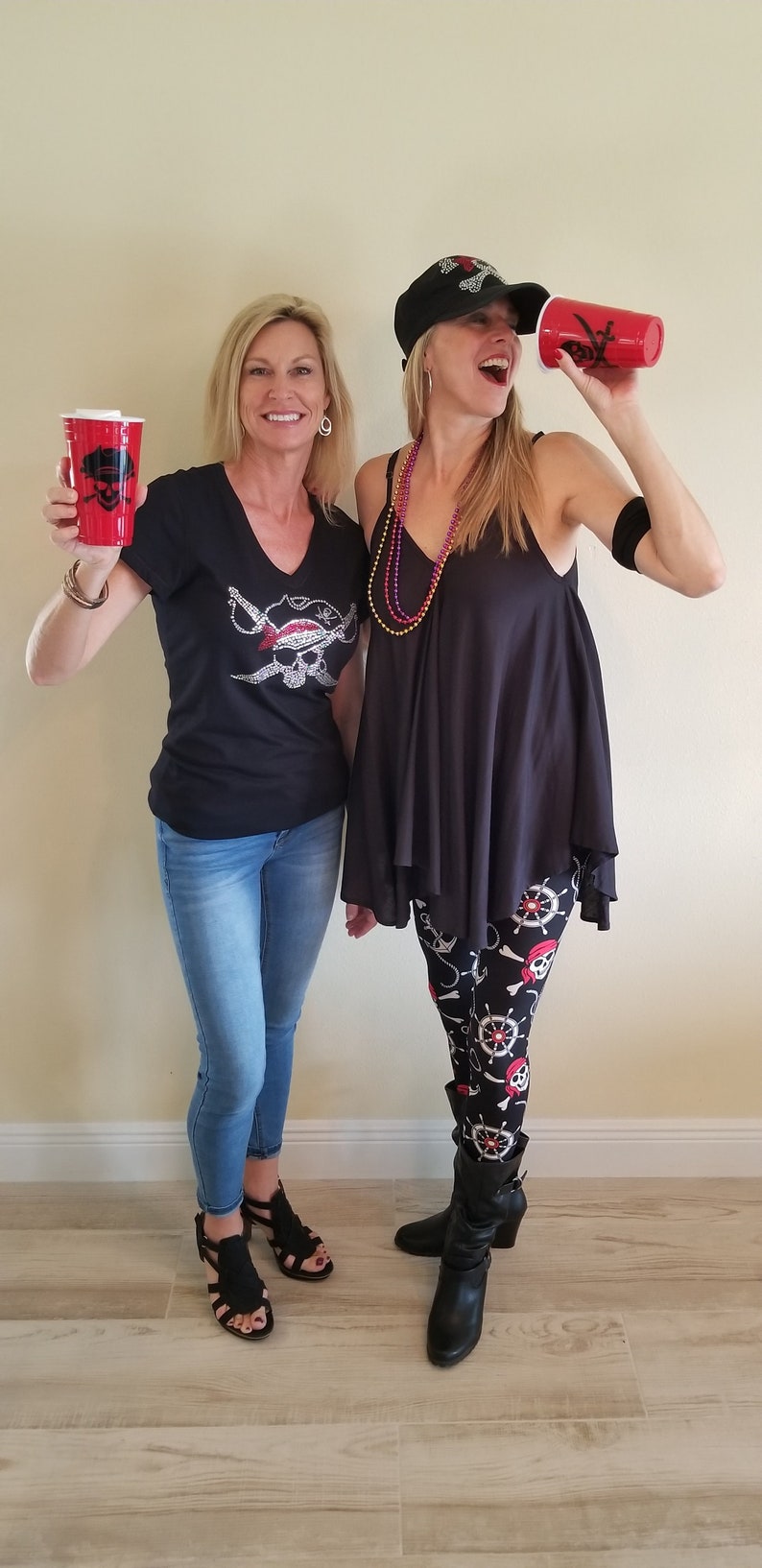 Pirate Leggings Skull and Crossbones One Size and Plus Size Gasparilla Tampa Bay Party Halloween