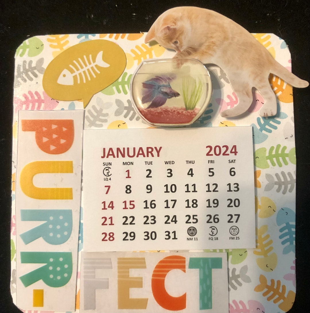 Mini Calendar 2024 Cat Etsy