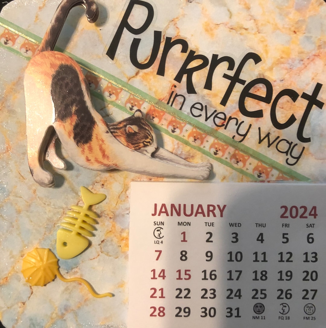 Mini Calendar 2024 Cat Etsy