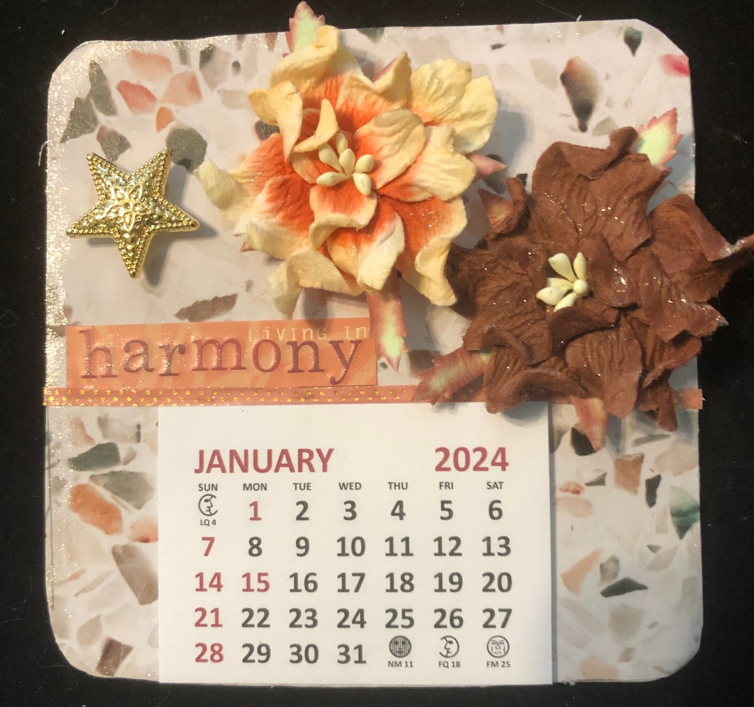 Mini Calendar 2024 Floral Etsy