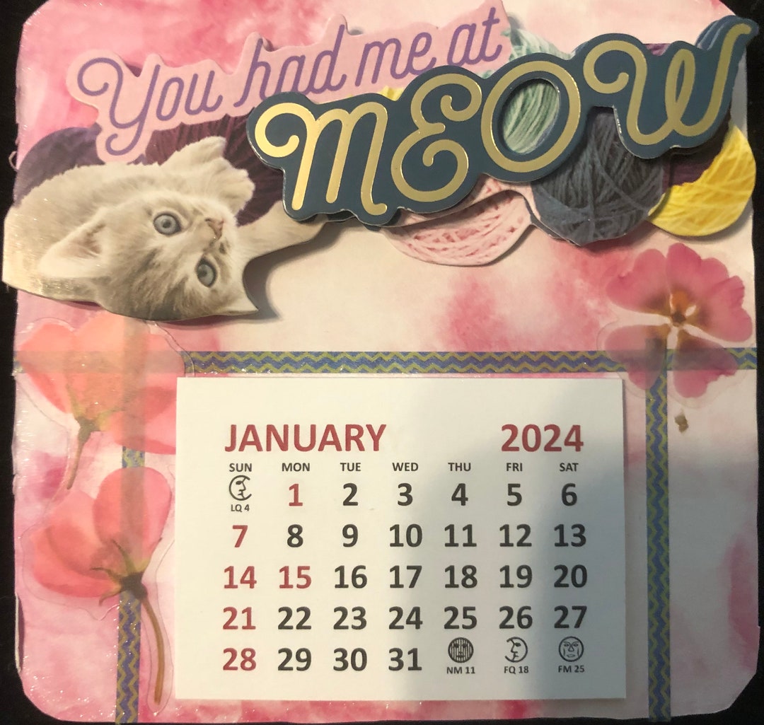 Mini Calendar 2024 Cat Etsy
