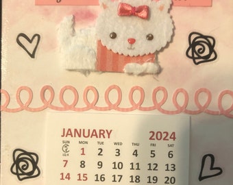 Mini Magnetic Calendar 2024 Dog Etsy