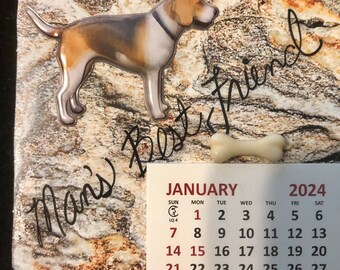 Mini Magnetic Calendar 2024 Dog