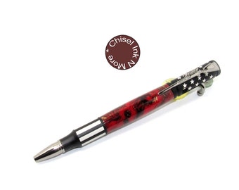 Red Devil Golden Glimmer Black Flag Bolt Action Pen