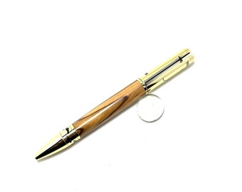 Footprints in the Sand and Bethlehem Olive Wood Golden Twist Pen