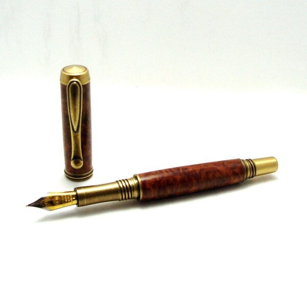 Red Coolibah Burl Brass George Medium #6 Fountain Pen