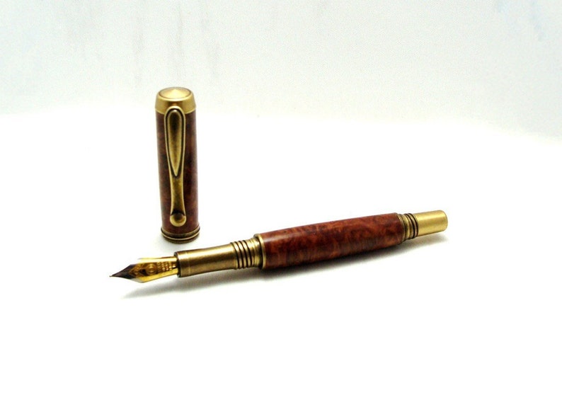 Red Coolibah Burl Brass George Medium #6 shops Fountain Pen