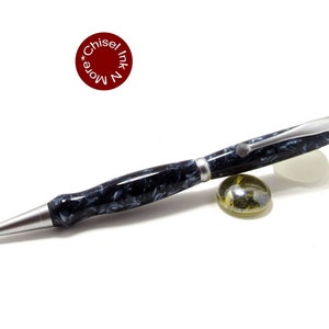 Blue and Grey Metallic Flake Acrylic with Satin Chrome Slimline Pen