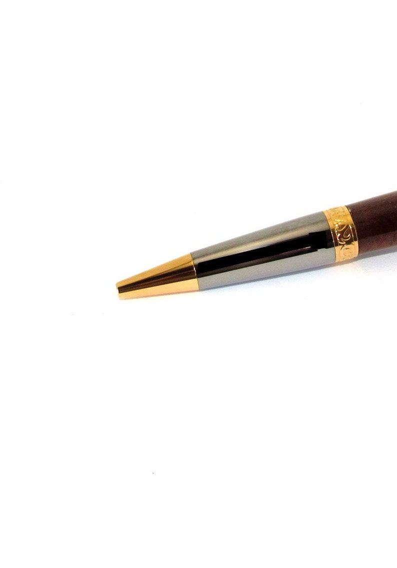 Figured Walnut Wood Wall Street II with Black Titanium and 20kt gold Ballpoint Twist Pen