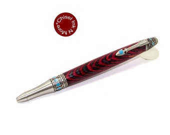 Red and Black Colorgrain Wood and Antique Pewter Southwest Mesa Twist Ballpoint Pen