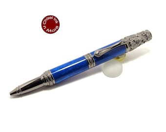 Dyna Blue with Gunmetal Vintage Victorian Twist Ballpoint Pen