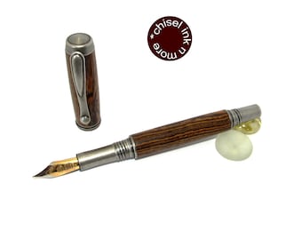 Exotic Bocote Wood and Antique Pewter George Fountain Pen