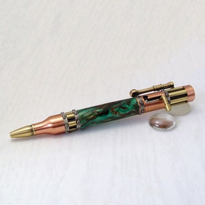 Old Penny New Penny Vintage Victorian Copper Antique Brass Steampunk Bolt Action Pen