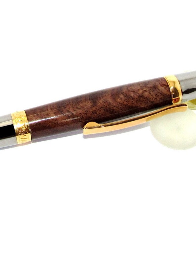 Figured Walnut Wood Wall Street II with Black Titanium and 20kt gold Ballpoint Twist Pen