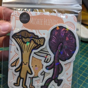 Mushie Friend Stickers- 4 pack of mushroom stickers