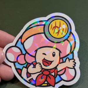 Toadette iridescent waterproof sticker