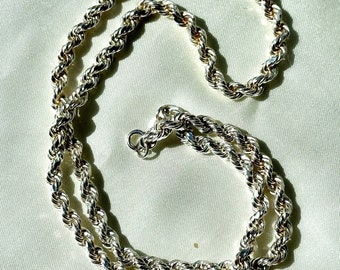 vintage sterling silver rope chain - 925 sterling silver solid rope chain vintage men’s or women’s chain