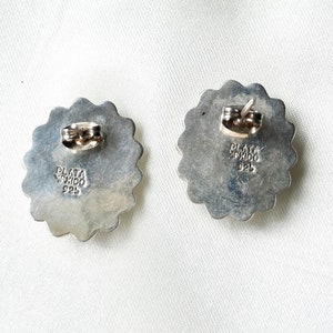 Vintage silver and malachite earrings handmade 925 sterling silver and malachite gemstone stud earrings image 2
