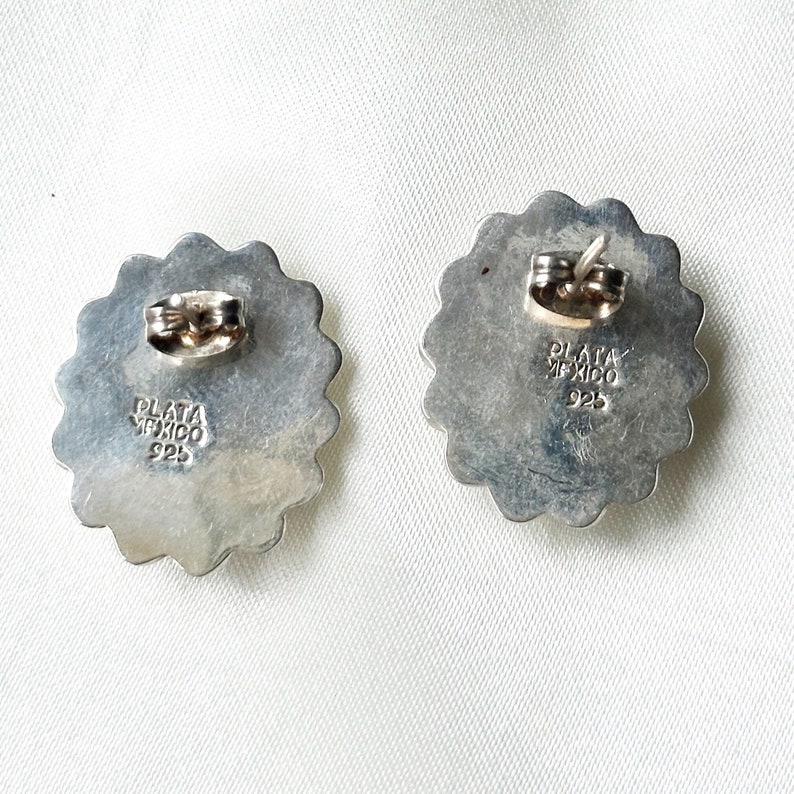 Vintage silver and malachite earrings handmade 925 sterling silver and malachite gemstone stud earrings image 2