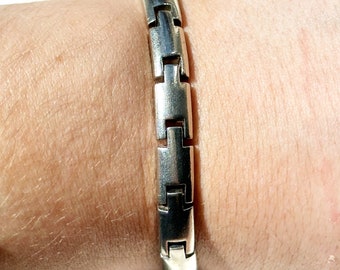 vintage mens / unisex sterling silver link bracelet - handmade vintage 925 sterling silver chain link bracelet gift