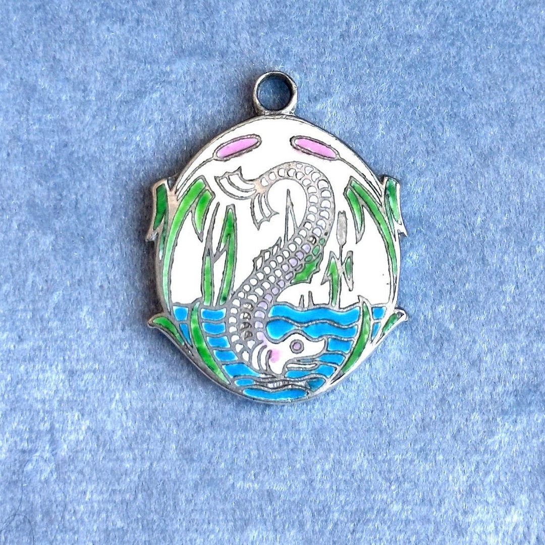 Antique Sterling Silver Art Deco Enamel Fish Pendant - Etsy