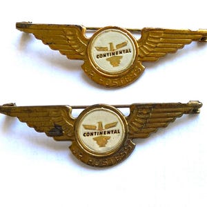 Vintage CONTINENTAL AIRLINES 1960&#39;s Junior Hostess Metal Wings and Plastic Kiddie Wings Pins