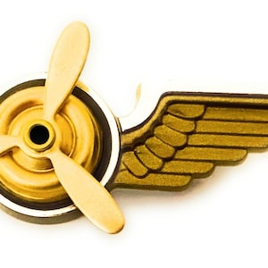 Vintage Delta Airlines Stewardess Pilot Pin Gold Spinning Propeller Wings Custom Made