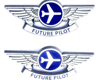 2 Kids Aviator Silver Future Pilot Plastic Airplane Pilot Wing Pins