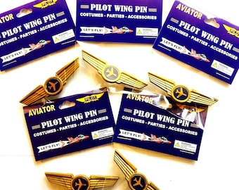 Kids Airplane Airline Pilot Wing Pin Plastic Badge Lot of 5 Party Favors New in Package