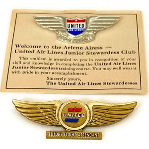 UNITED AIRLINES VINTAGE  Stewardess and Flight Attendant Wings Pins