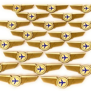 Kinder Flugzeug Fluglinien Pilot Flügel Gold Kunststoff Pins Pinbacks Abzeichen Lot von 20