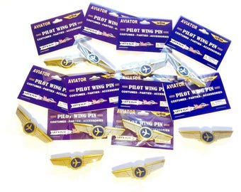 Kids Airplane Airline Pilot Wing Pin Plastic Badge Lot of 10 Party Favors New in Package