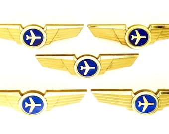 5 Kids Airplane Airline Pilot Wing Pins Plastic Badges Party Favors