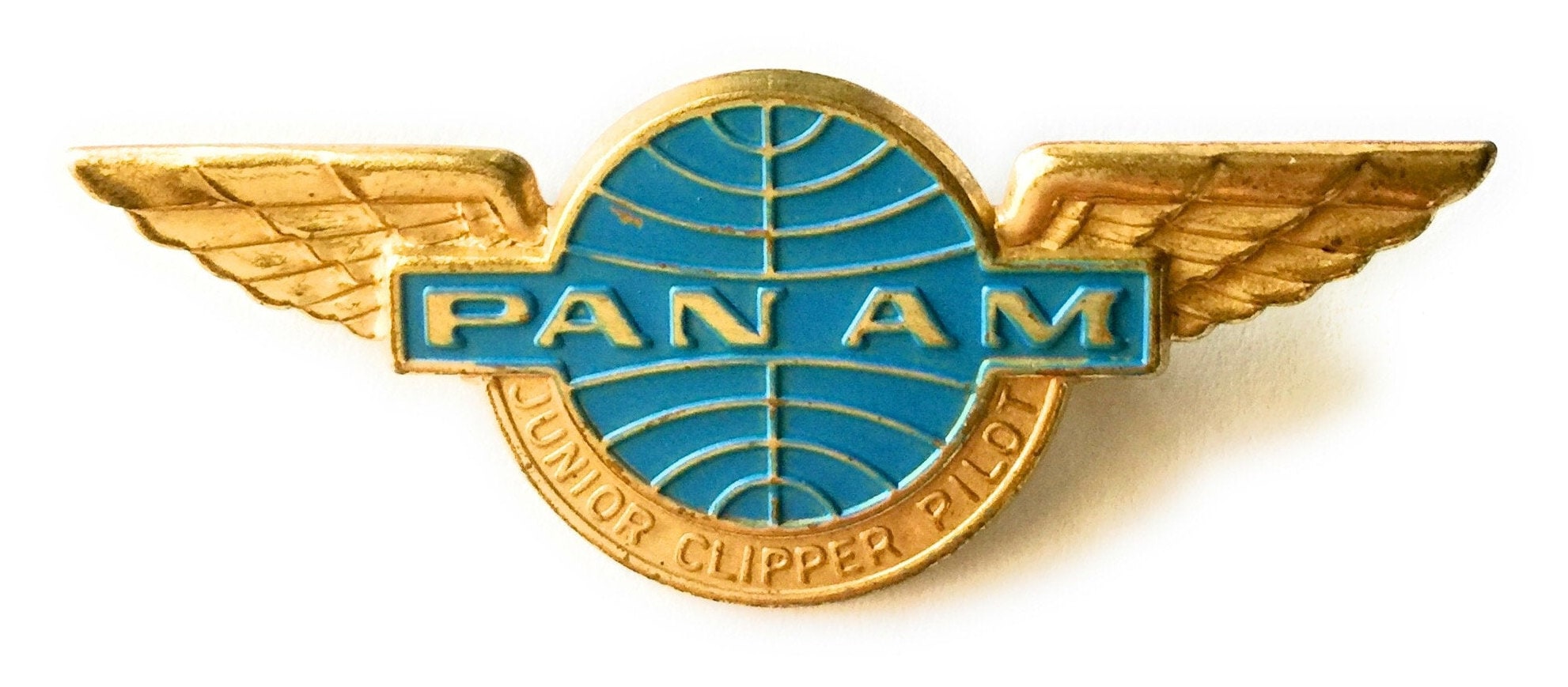 Vintage PAN AM AIRLINES 35 Year Service Pin + Junior Clipper