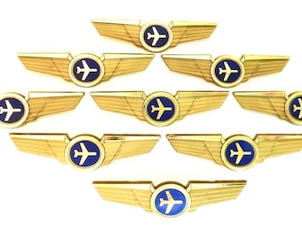 10 Kids Airplane Airline Pilot Wing Plastic Kiddie Pins Party Favors
