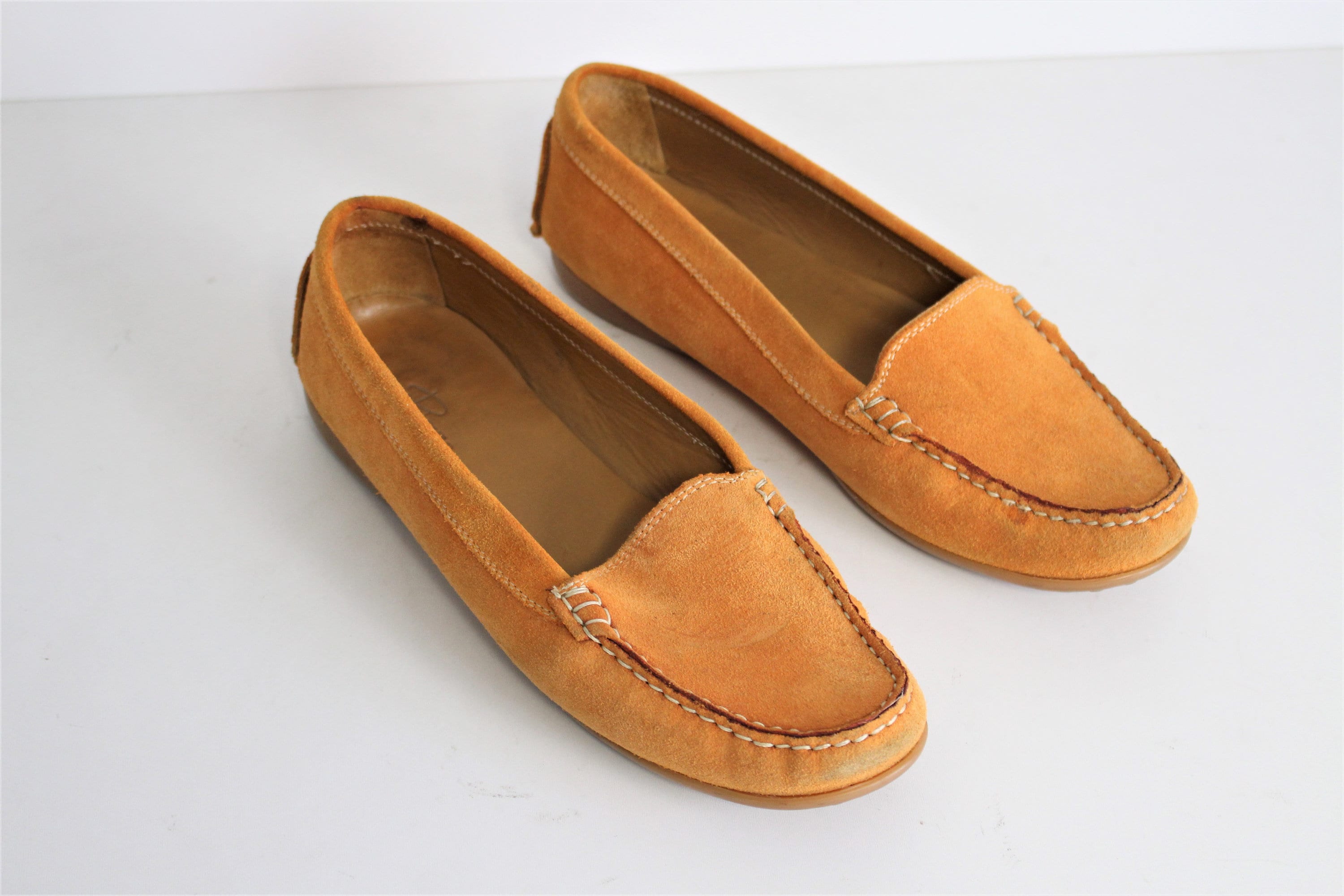 Ladies tan cheap suede loafers