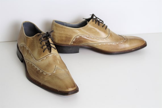 Light Brown Mens Broque Shoes Square Vero Cuoio Vintage Etsy