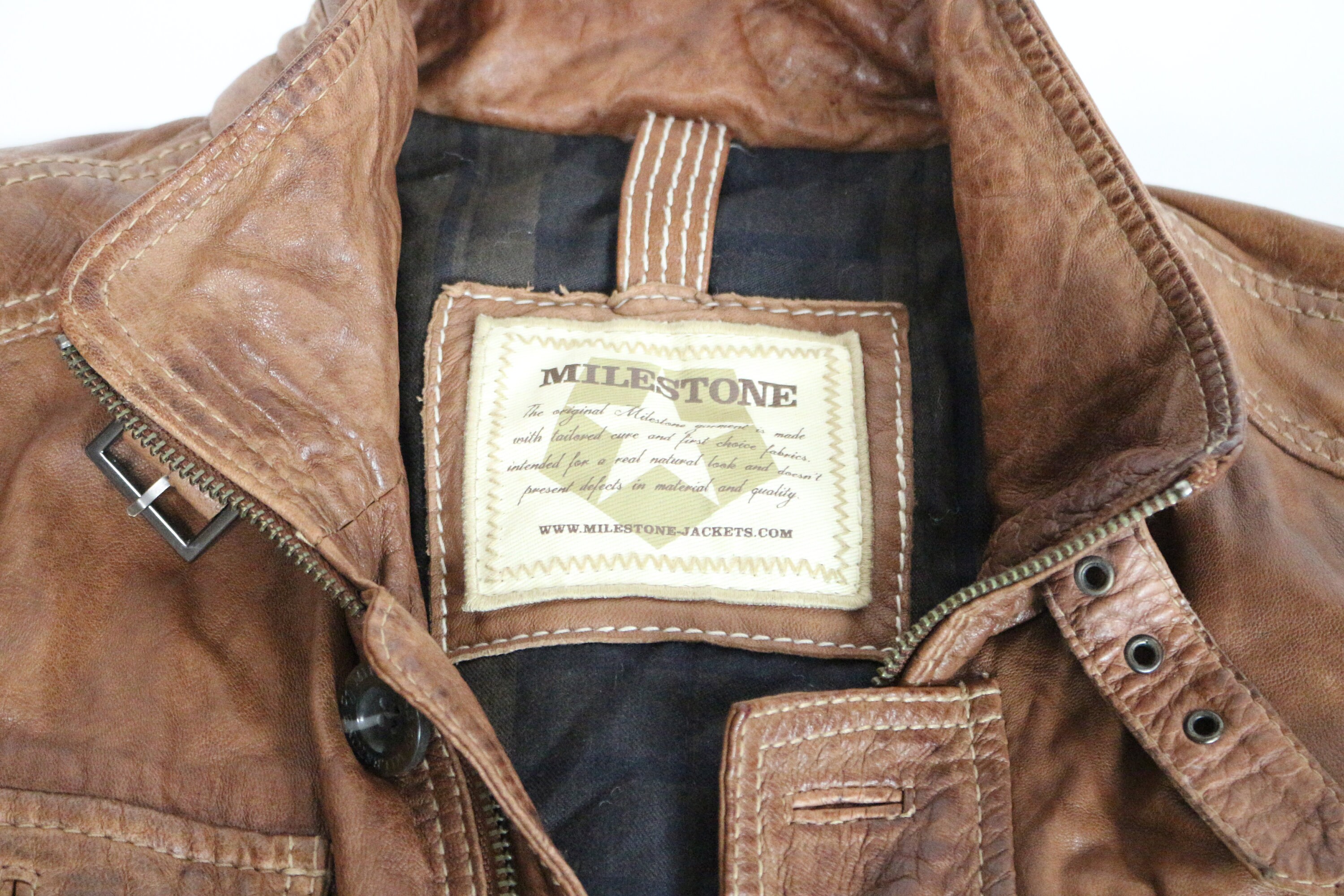 Brown Leather Bomber Jacket MILESTONE Mens Leather Jacket Aviator Leather Jacket Racing Motorcycle Jacket XS to Small Size Etsy