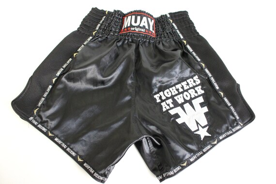 Boxing Shorts Fight Sport Pants Black white Silver
