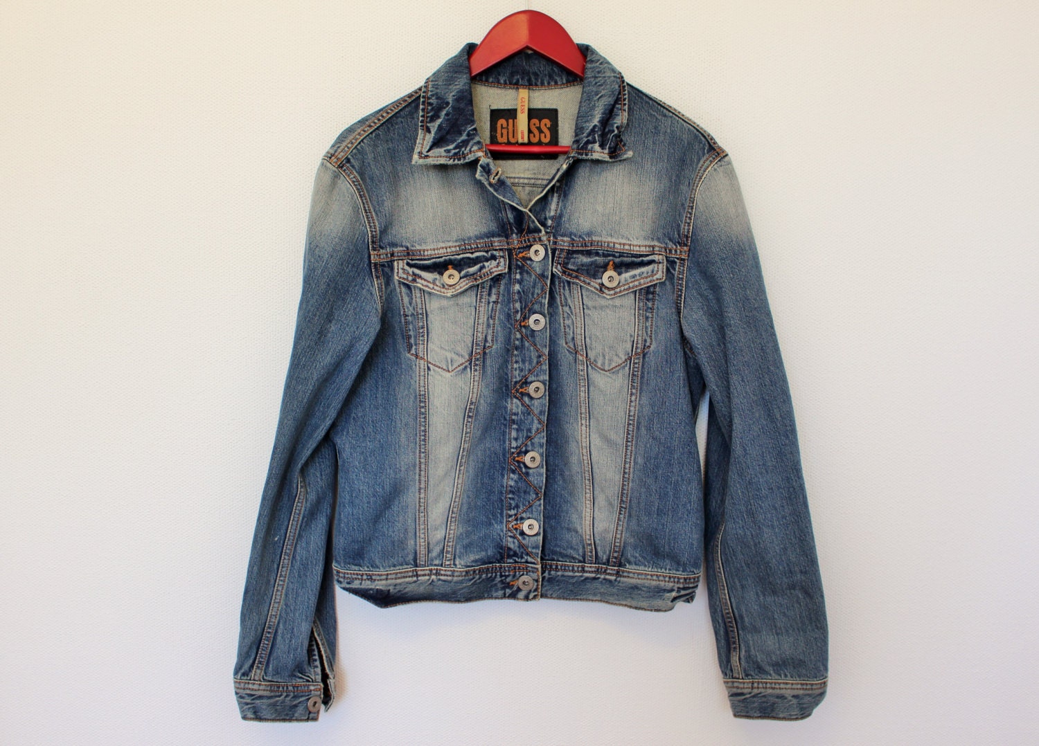 Denim Jacket GUESS Womens Washed Blue 