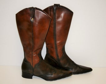 Brown Cowboy Boots Womens Western Leather Boots  Womens Brown Cowboy boots Size US 6.5  - 7  size EU 37