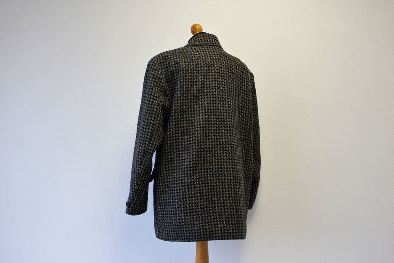 Tweed Coat Womans Tweed Jacket Vintage Plaid Woolen Jacket Checkered Plaid Blazer Double Breasted wool jacket Large to XL Size