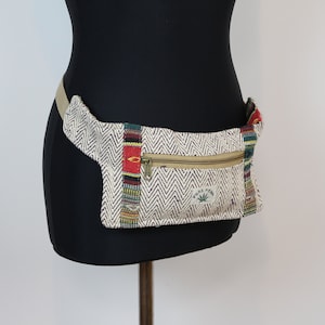Bum Bag | Fanny pack made of Hemp and cotton| Adjustable strap Shoulder bag | Eco friendly | | Hippie | Festival Bag | Handmade / UNUSED