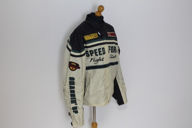Embroidered Bomber Jacket SPEED FORCE FIGHT Club Biker Racing Motosports Jacket Vintage Riders Motorcycle Club Sports Large to xl