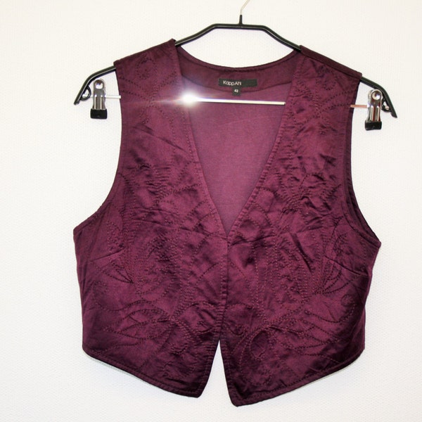 Marsala Vest Embroidered Womens Burgundy Waistcoat Purple Vest Bolero Romantic Hippie Gipsy Boho Medium To Large Size