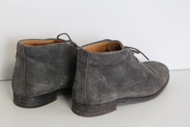 Gray Leather Lace-up Boots CORTEFIEL Gray Suede Boots Chukka Boots Light gray Ankle Boots Desert Trail Combat Size US 10 Eu 43