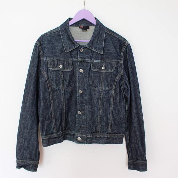 Veste Denim Bleu Foncé DIESEL Veste Jean Denim Rider Jacket Diesel Track Jacket Taille Moyenne