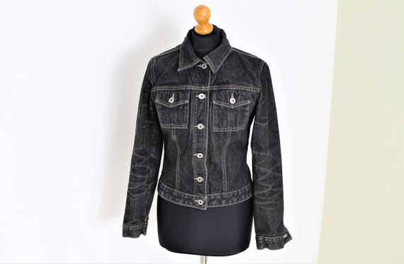 Vintage 90s Guess Black Denim Jean Jacket Medium