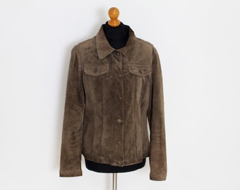 Brown Suede Jacket  FOR JOSEPH Bomber Suede Jacket  Western Cowboy Style Brown Leather Blazer   Biker Style  Medium to Large
